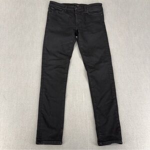 Uniqlo Mens Jeans 34x34 Deep Black Skinny Tapered Low Rise Ultra Stretch Denim